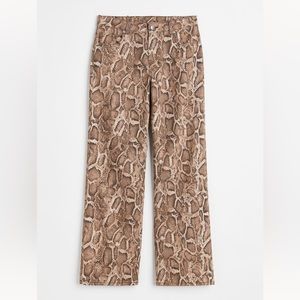 H&M Snake Printed Wide Leg Twill Pants